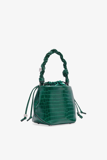 Pineneedle Green Patent Croco Bou Bucket Bag