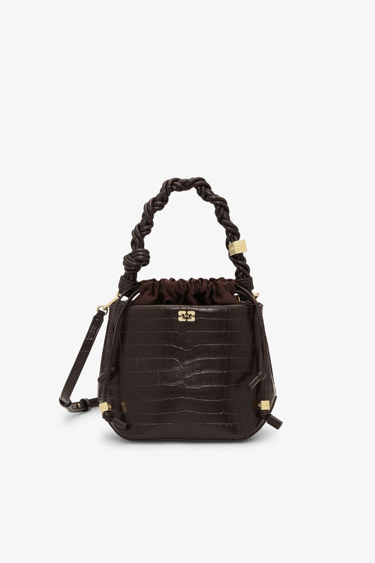 Chocolate Fondant Brown Croco Bou Bucket Bag