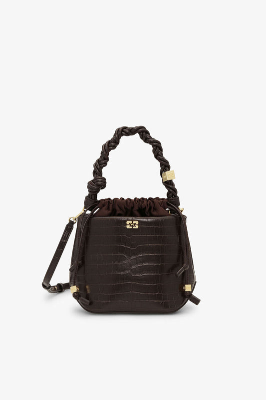 Chocolate Fondant Brown Croco Bou Bucket Bag
