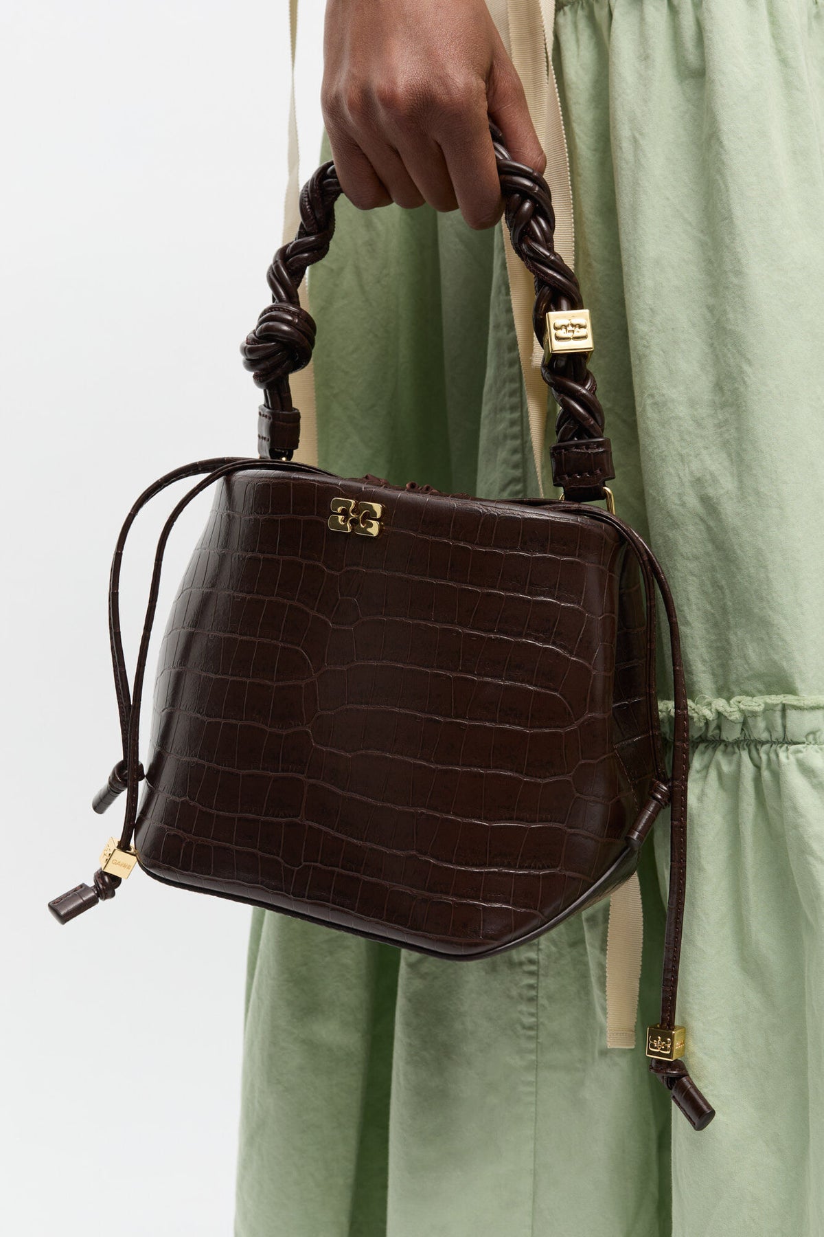 Chocolate Fondant Brown Croco Bou Bucket Bag
