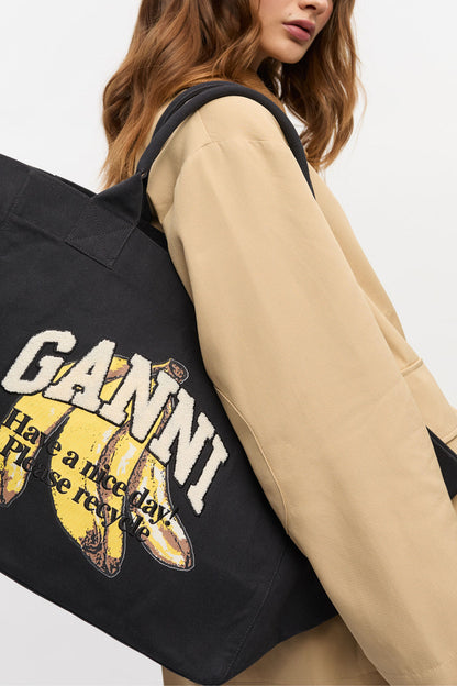 Black Black XXL Banana Print Tote
