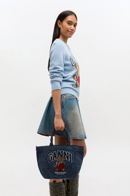 Rinse Tweed Denim Small Bear Tote