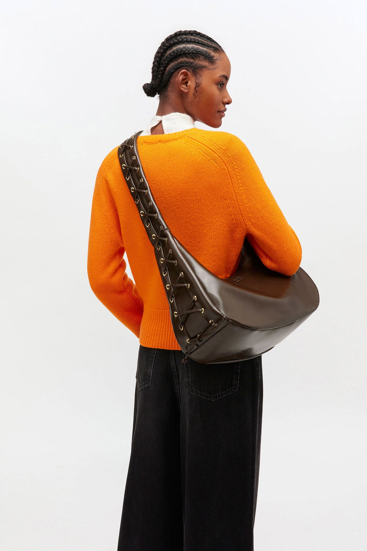 Dark Olive Green Medium Laces Hobo Bag