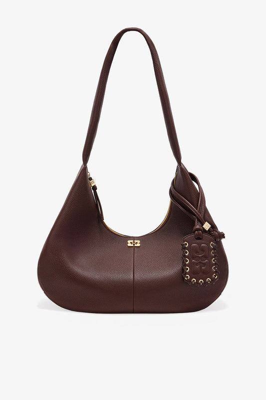 Chicory Coffee Brown Grained Medium Hobo Bag