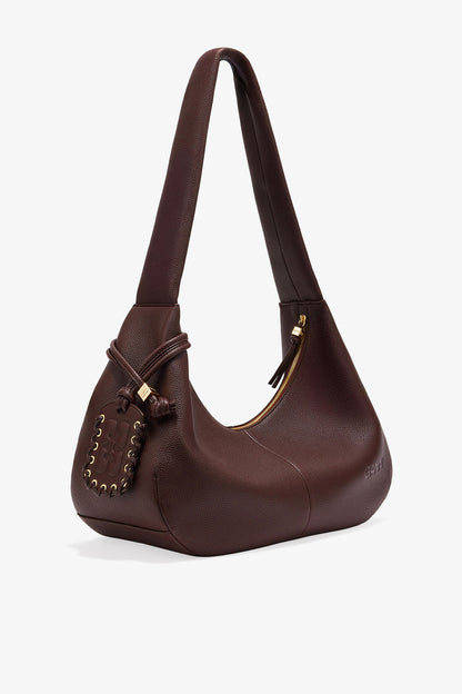 Chicory Coffee Brown Grained Medium Hobo Bag