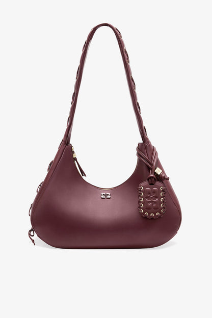Burgundy Burgundy Medium Laces Hobo Bag