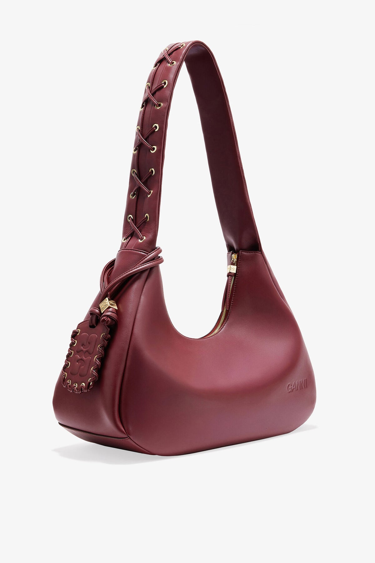 Burgundy Burgundy Medium Laces Hobo Bag