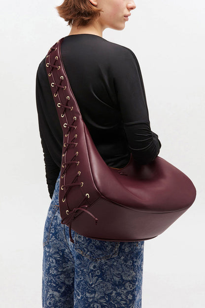 Burgundy Burgundy Medium Laces Hobo Bag