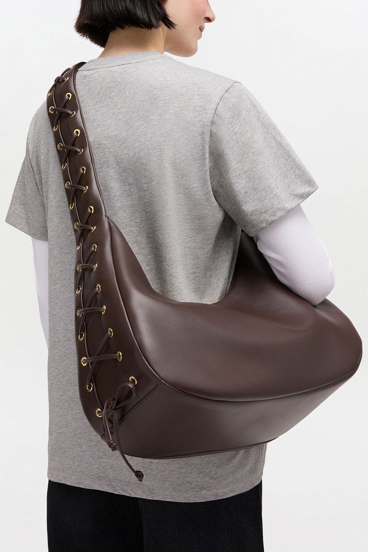 Chocolate Torte Brown Medium Laces Hobo Bag
