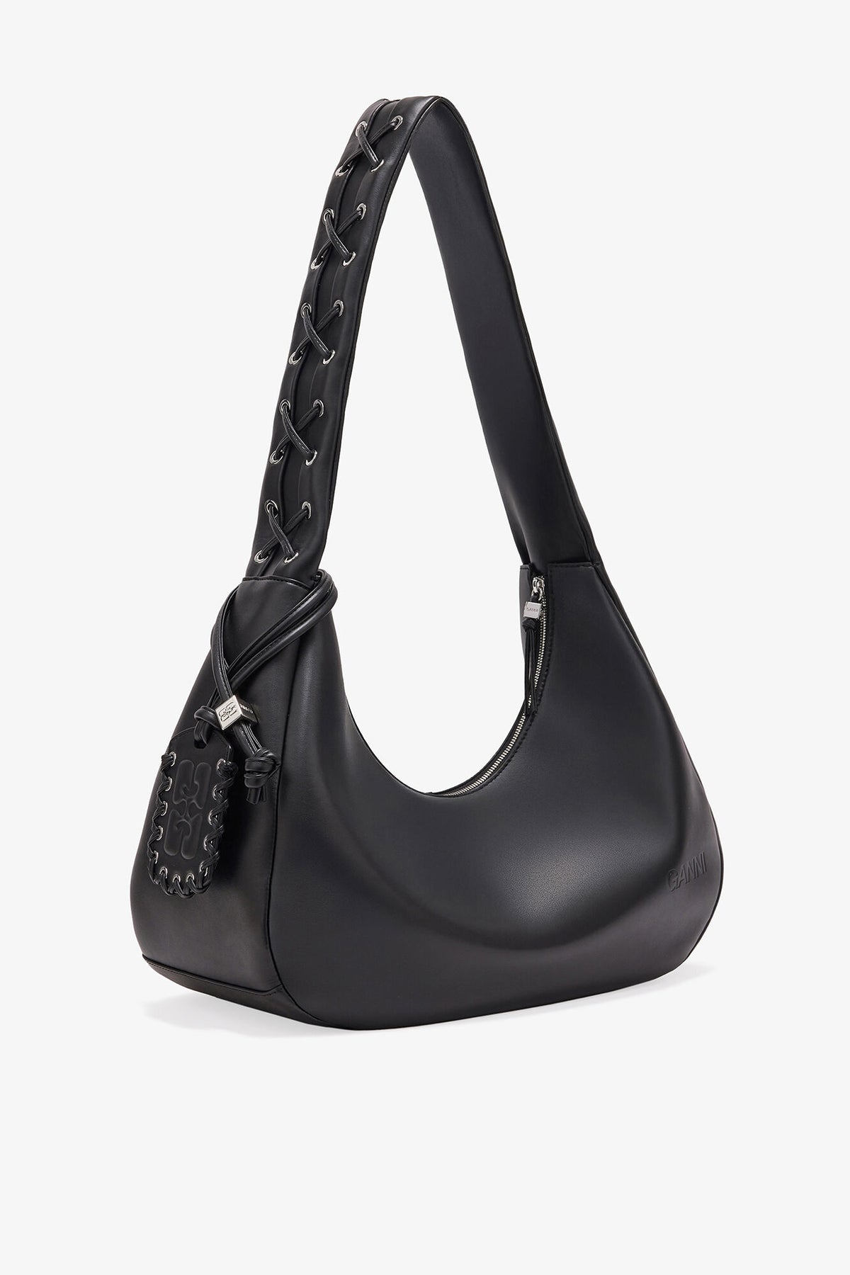 Black Black Medium Laces Hobo Bag