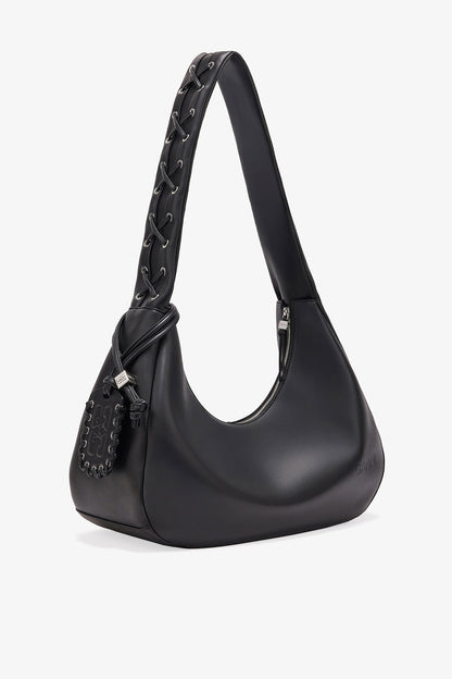Black Black Medium Laces Hobo Bag