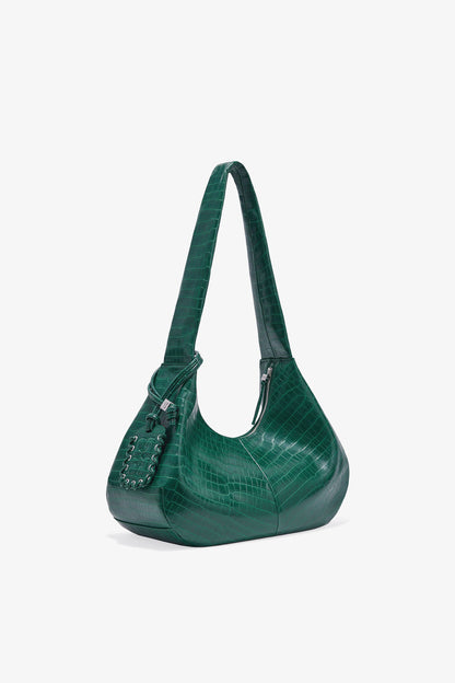 Pineneedle Green Croco Medium Hobo Bag