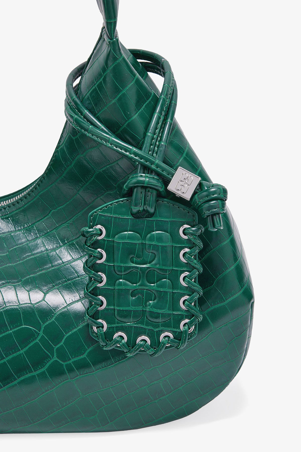 Pineneedle Green Croco Medium Hobo Bag