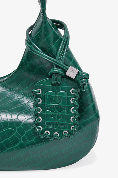 Pineneedle Green Croco Medium Hobo Bag