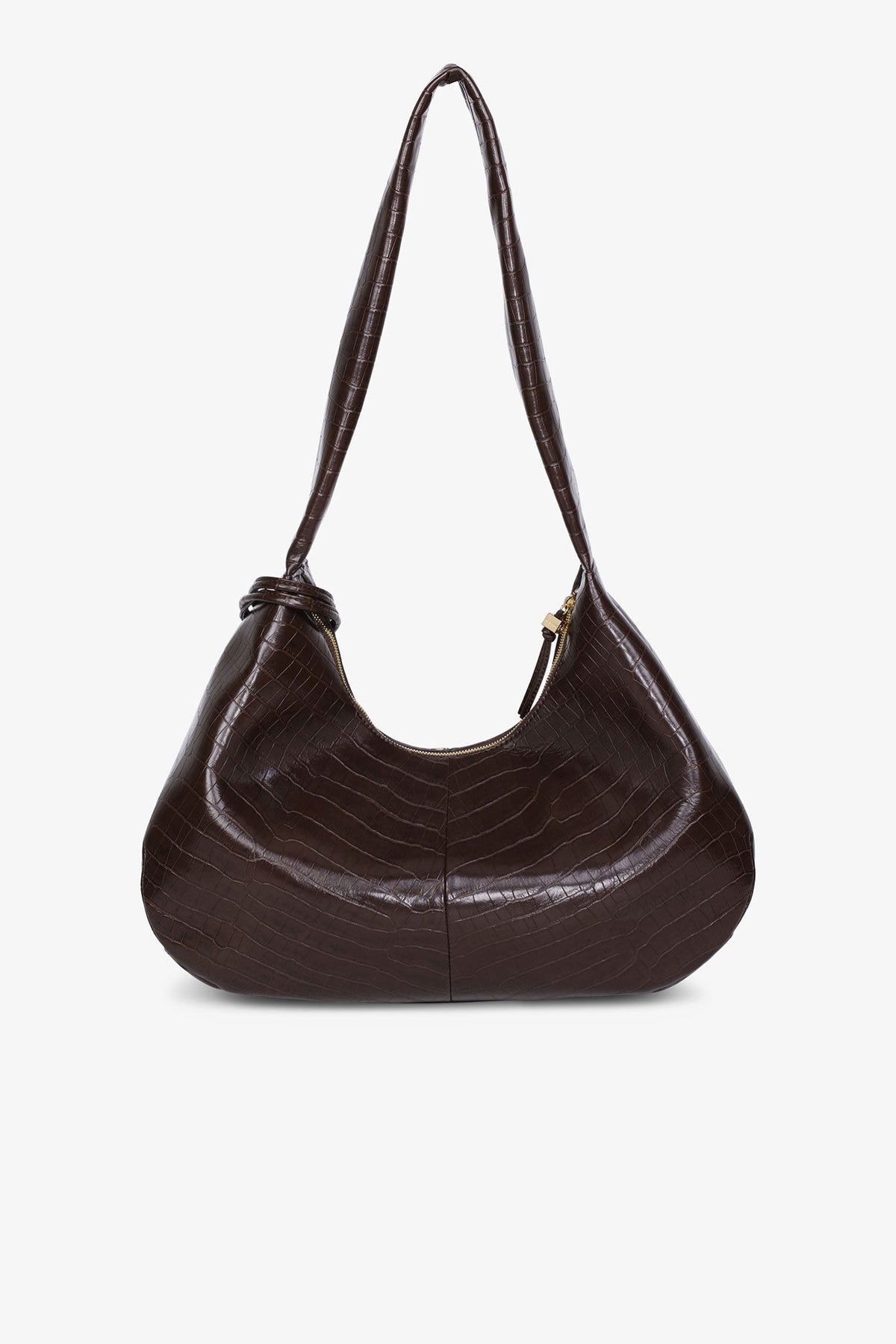 Chocolate Fondant Brown Croco Medium Hobo Bag