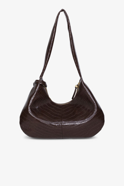 Chocolate Fondant Brown Croco Medium Hobo Bag