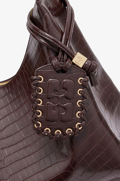 Chocolate Fondant Brown Croco XXL Hobo Bag