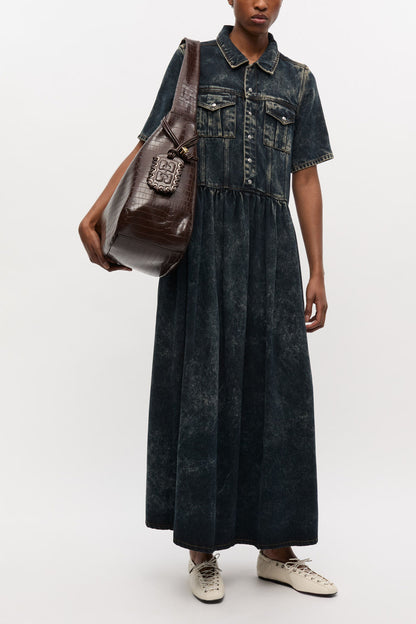 Chocolate Fondant Brown Croco XXL Hobo Bag