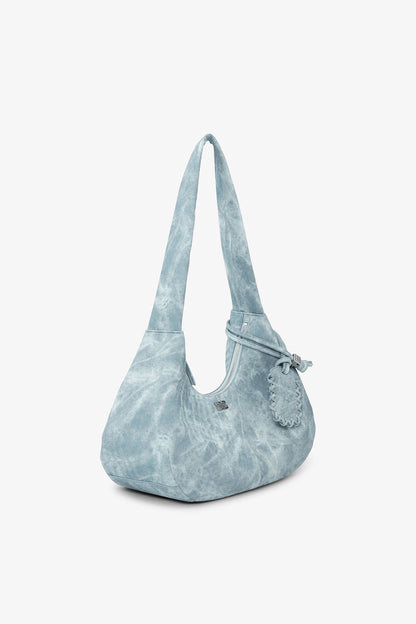 Celestial Blue Bleached Medium Hobo Bag