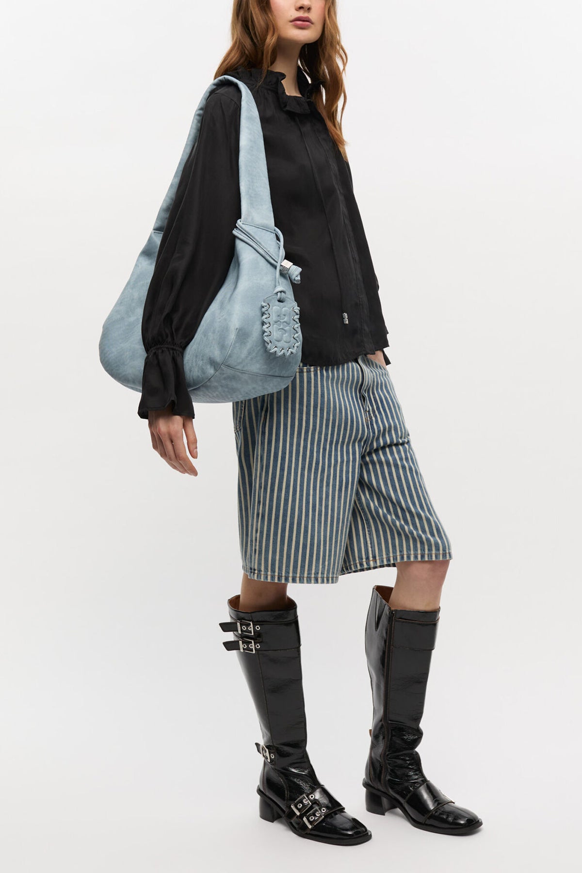 Celestial Blue Bleached Medium Hobo Bag