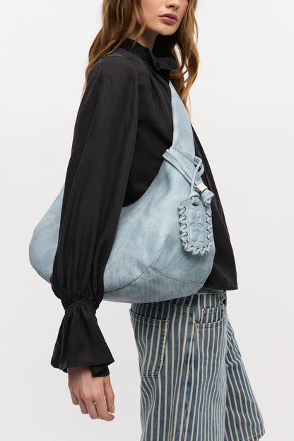 Celestial Blue Bleached Medium Hobo Bag