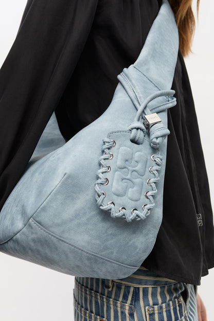 Celestial Blue Bleached Medium Hobo Bag