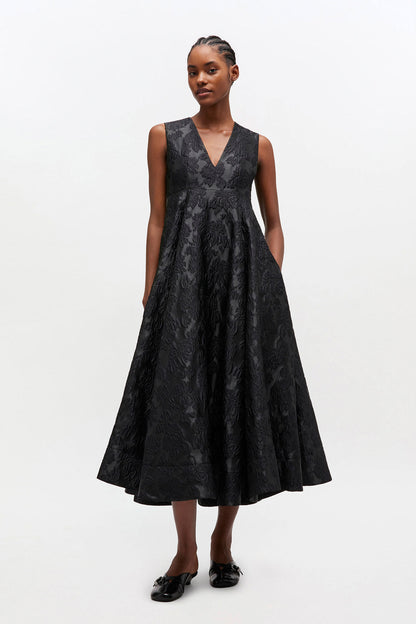 Satin Cloque Long Dress