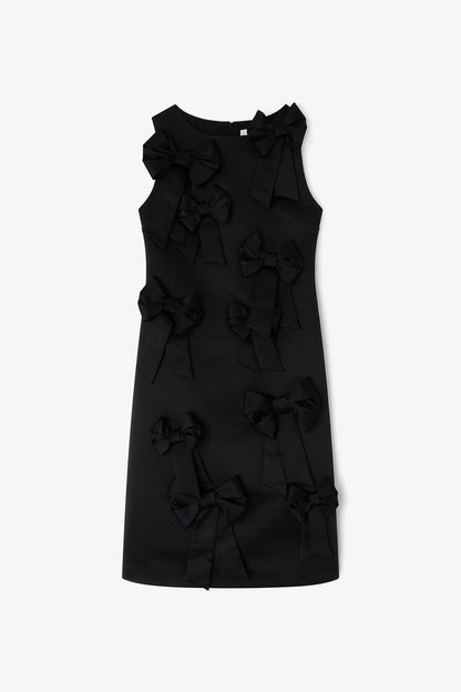 Black Satin Bow Dress