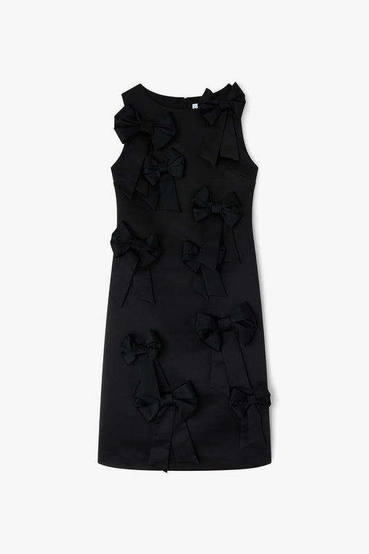 Black Satin Bow Dress