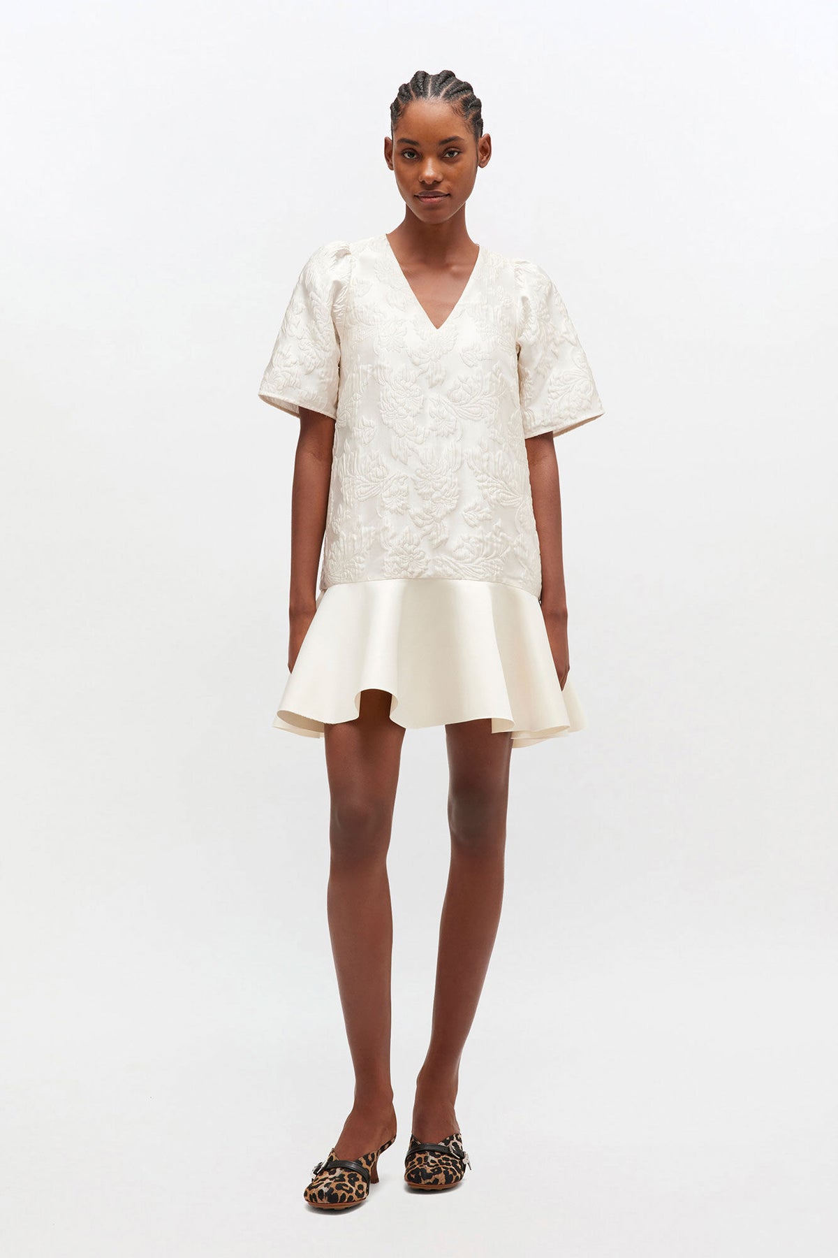 Satin Cloque Mini Dress