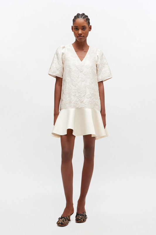 Satin Cloque Mini Dress