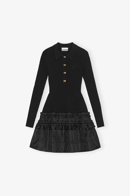 Mini Dress in Rib Knit Ruffle