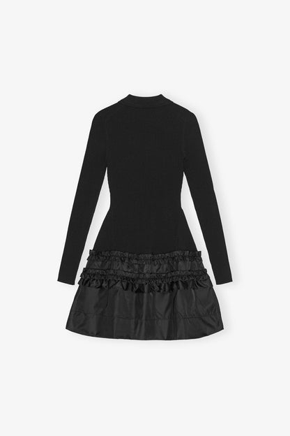 Mini Dress in Rib Knit Ruffle