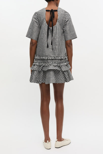 Crinkled Check Mini Dress