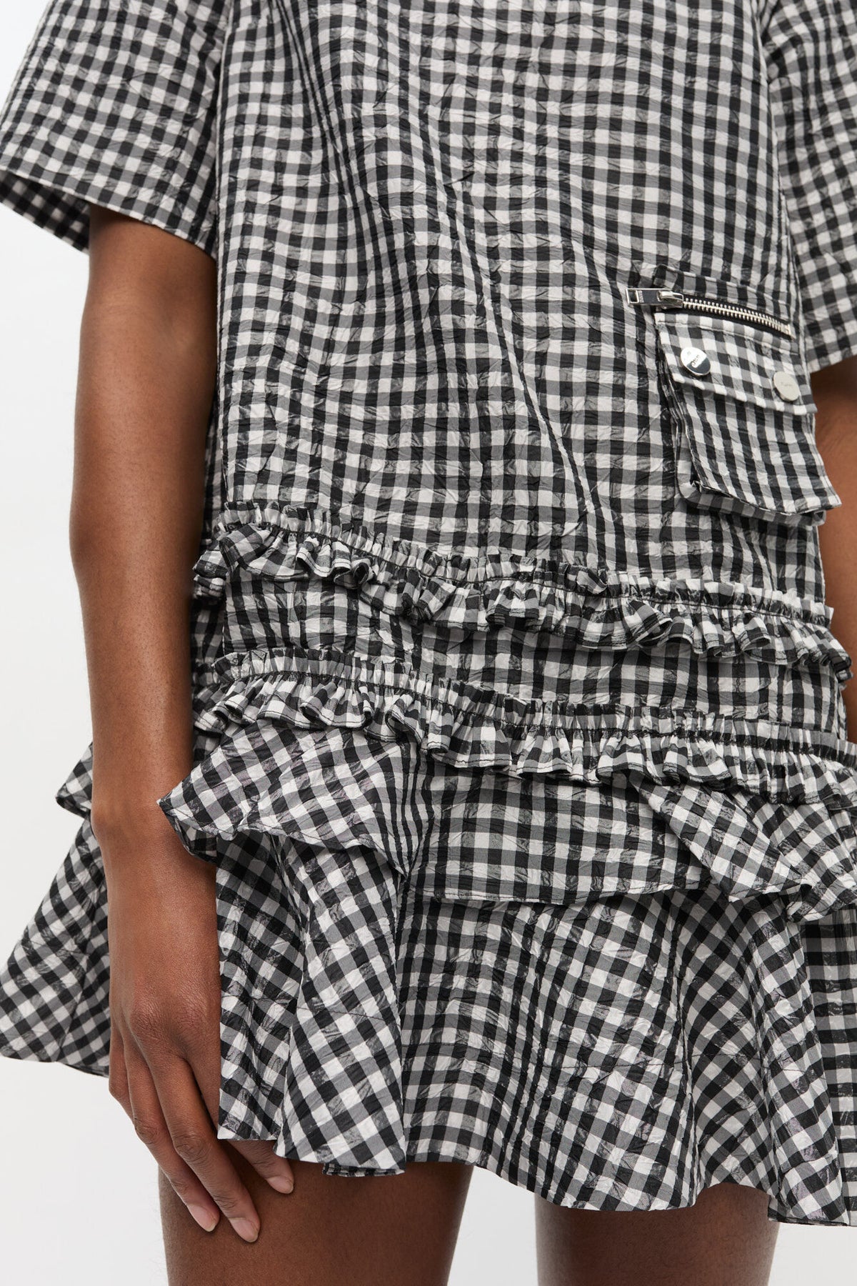 Crinkled Check Mini Dress