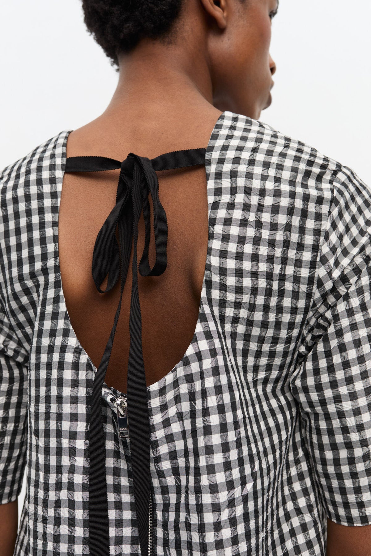 Crinkled Check Mini Dress