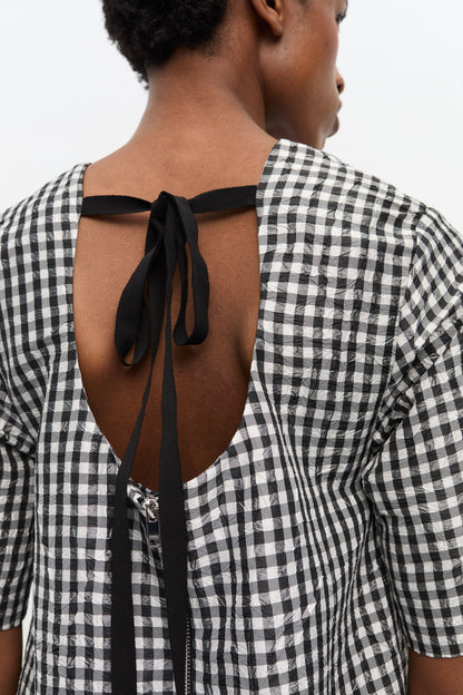 Crinkled Check Mini Dress
