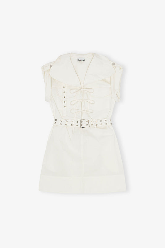 Ivory Stretch Cotton Mini Dress
