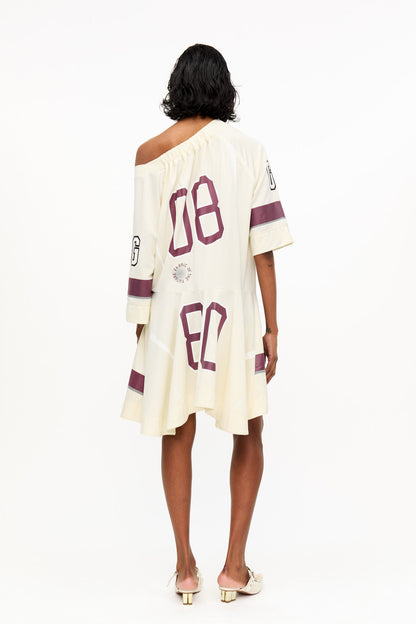 Ivory GANNI League Oversized Mini Dress
