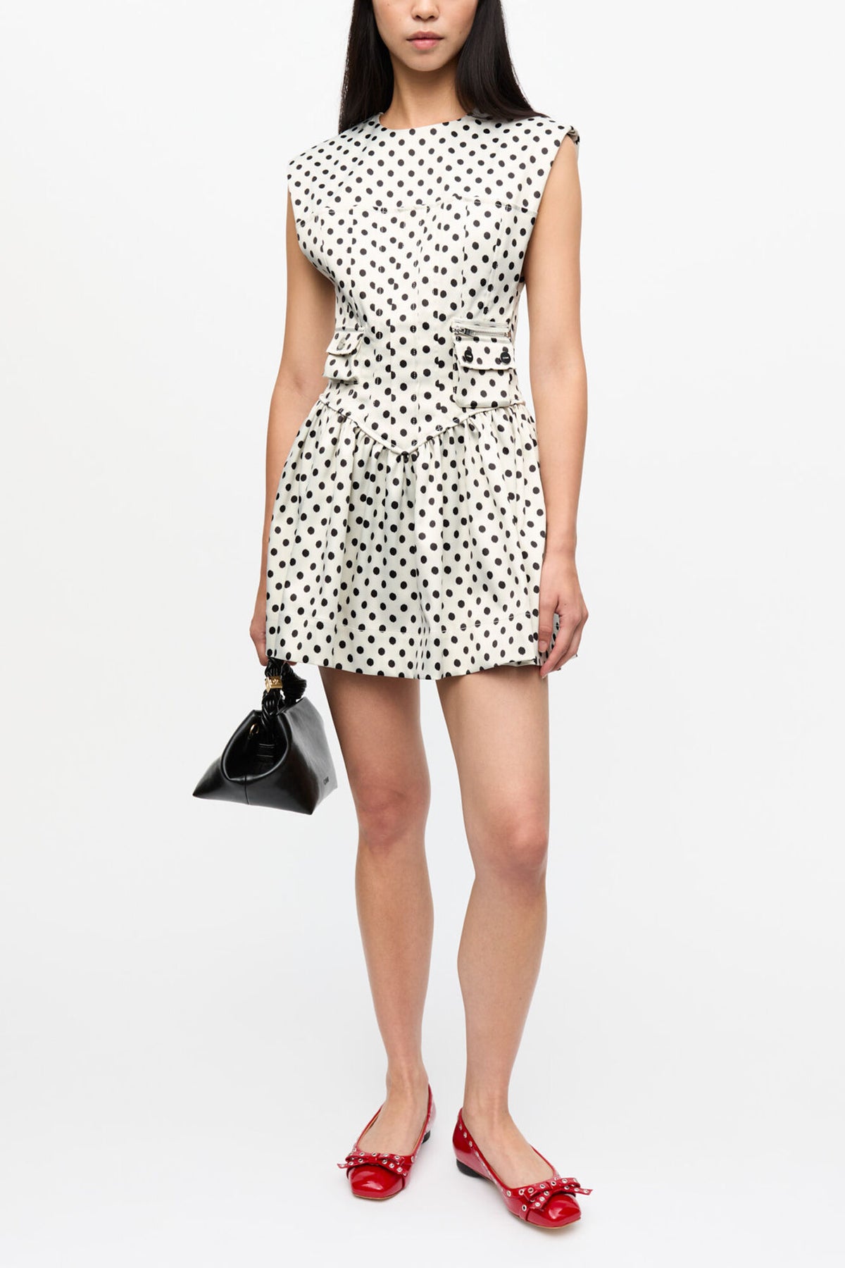 Polka-Dot Satin Corset Mini Dress