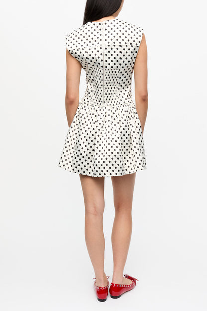 Polka-Dot Satin Corset Mini Dress