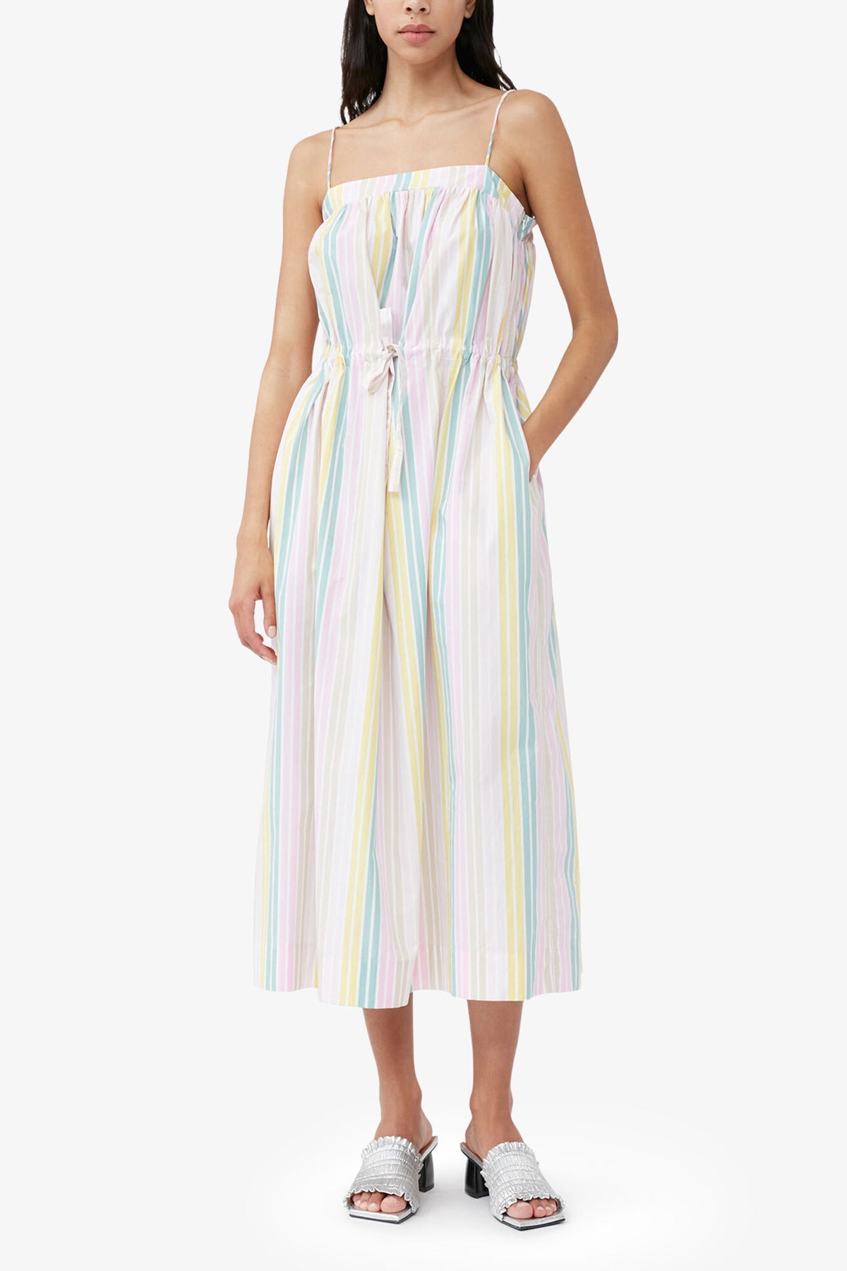 Stripe Cotton Maxi Strap Dress