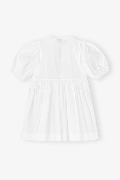 White Cotton Poplin Tie String Mini Dress