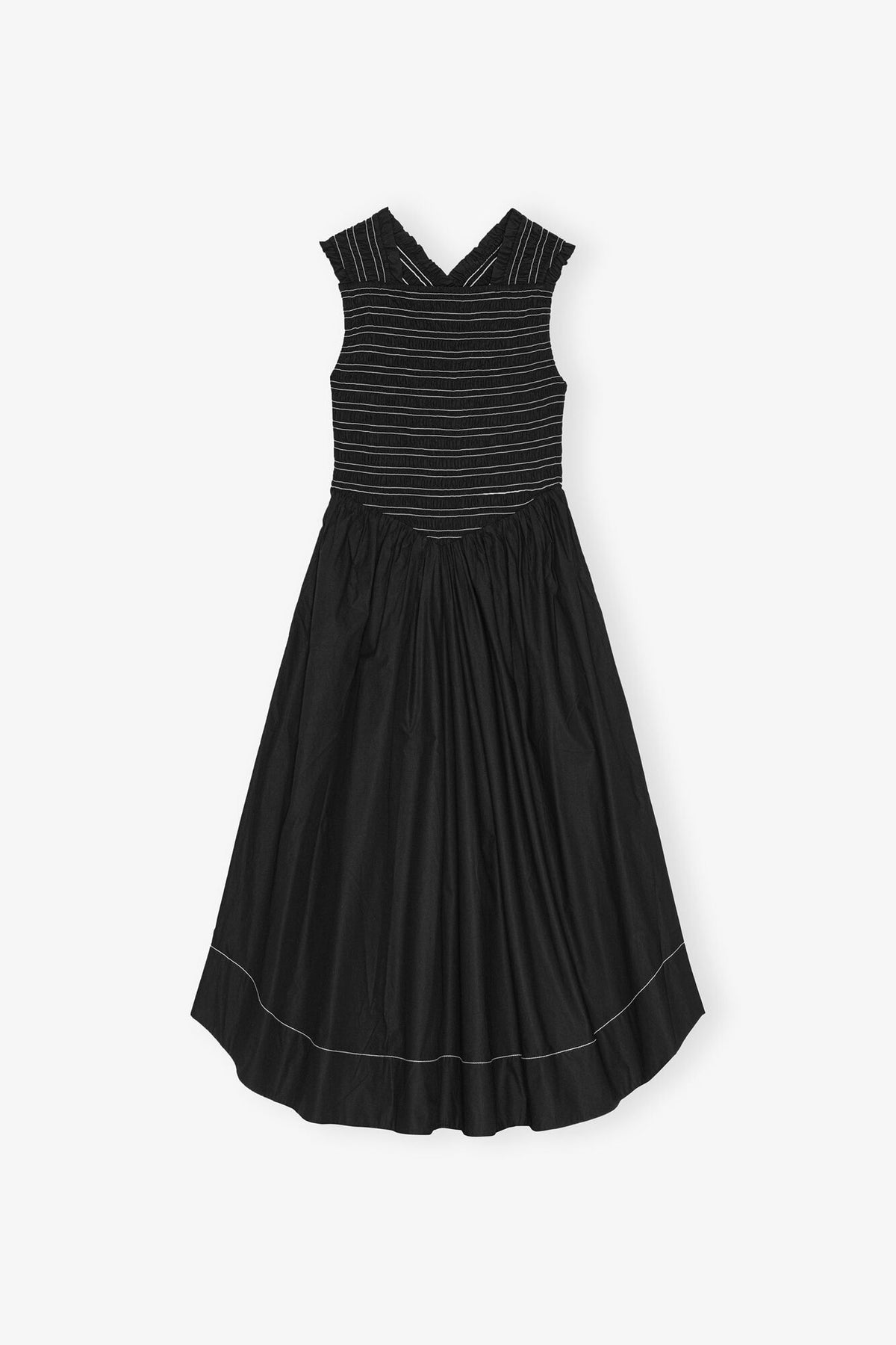 Washed Stretch Cotton Smock Midi Dress