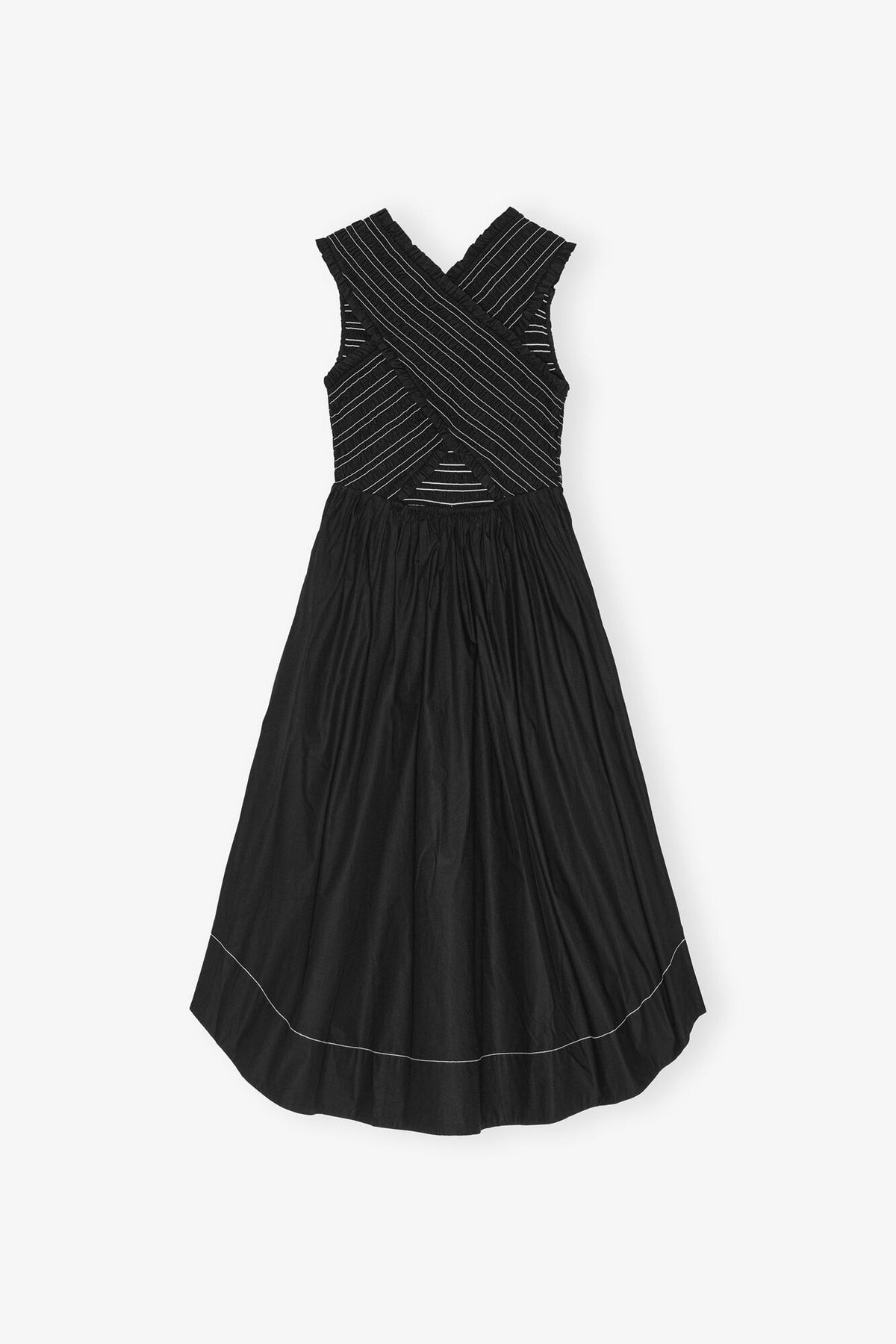 Washed Stretch Cotton Smock Midi Dress