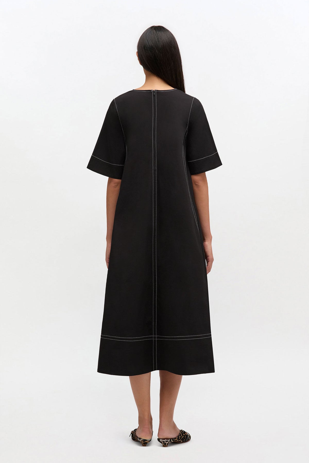 Black Cotton A-line Dress
