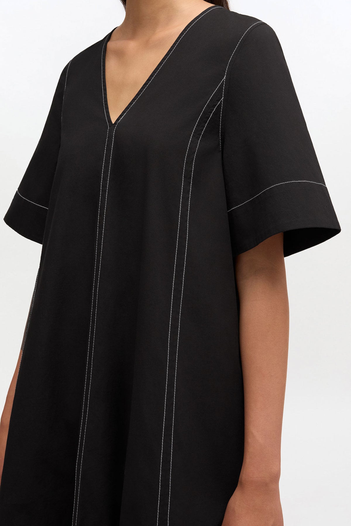 Black Cotton A-line Dress