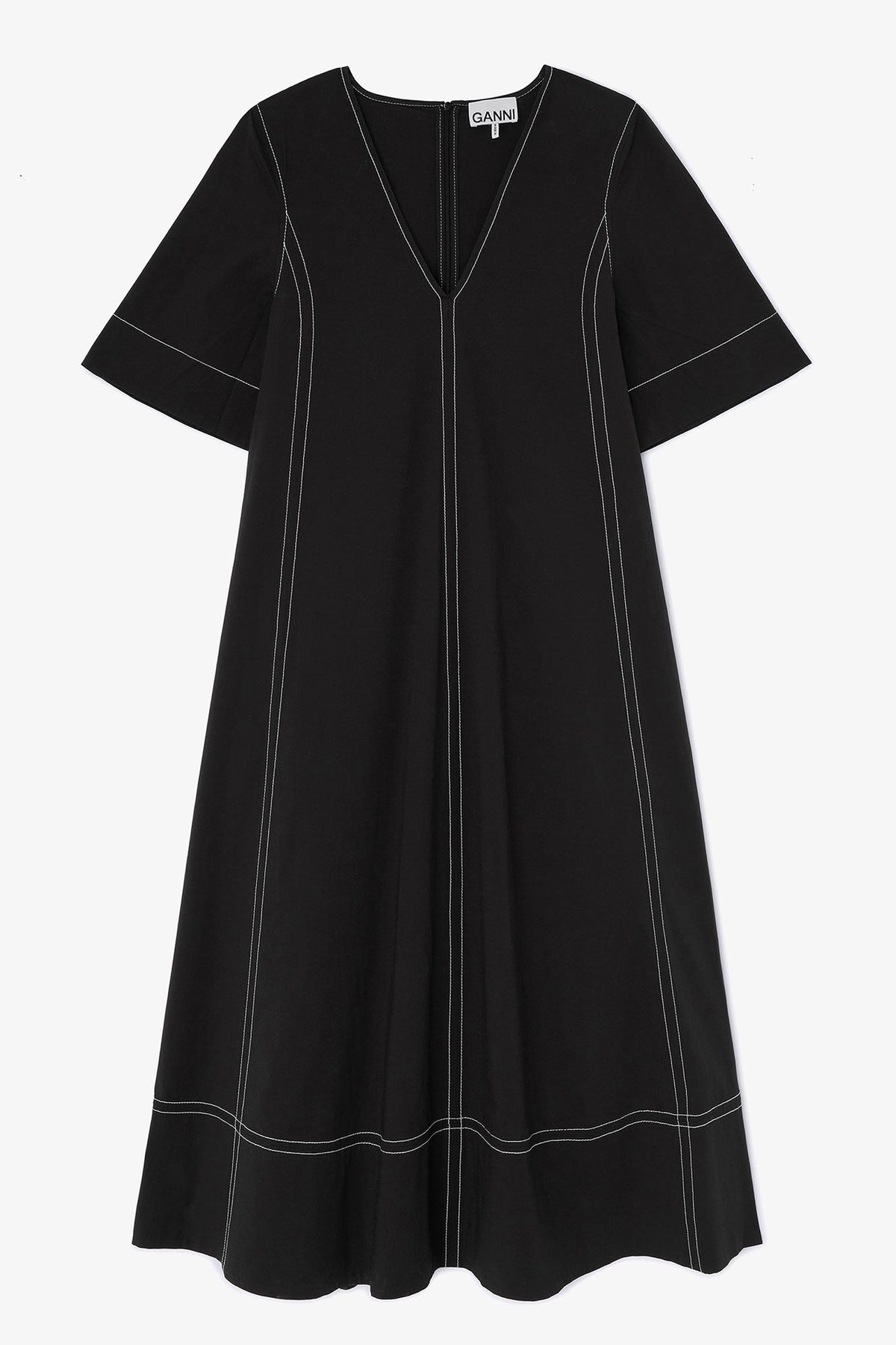 Black Cotton A-line Dress