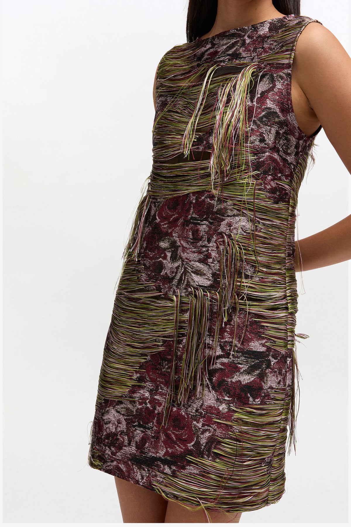 Tapestry Fringed Mini Dress