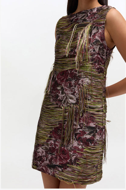 Tapestry Fringed Mini Dress